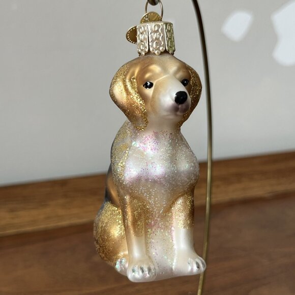 Merck Family's Old World Christmas Beagle Dog Blown Glass Ornament Glitter 3" - Picture 3 of 8